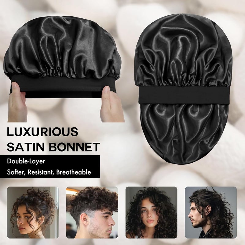 Doitory Store Satin Silk Bonnet for Sleeping, Double Layer Silk Sleep Cap for Men & Women, Soft Satin Lined Bonnet for Curly Hair - Image 2